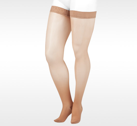 Juzo 2100 Naturally Sheer Thigh Highs w/Silicone Band 15-20 mmHg