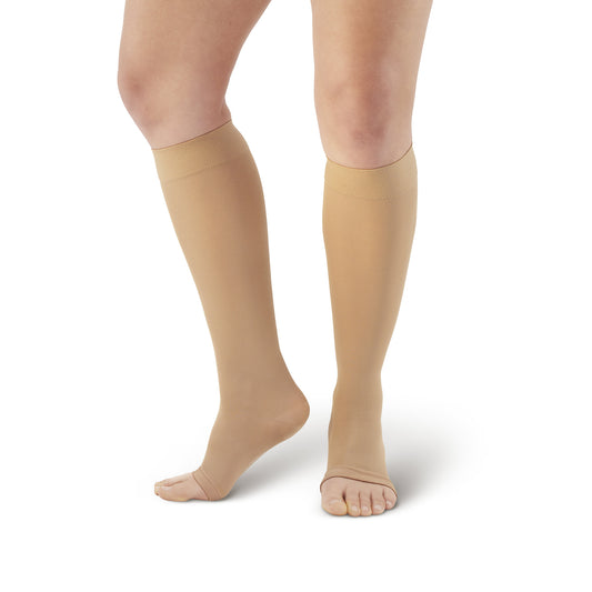 AW 209OT Microfiber Opaque Open Toe Knee Highs 15-20 mmHg - AW Style 209OT Microfiber Opaque Open Toe Knee Highs 15-20 mmHg 