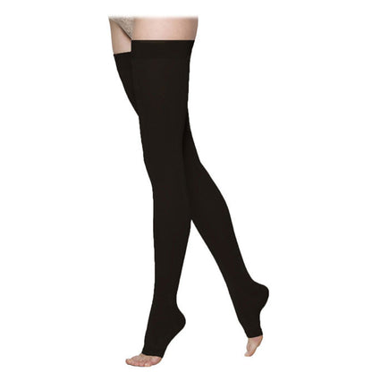 Sigvaris Dynaven 973 Access Open Toe Thigh Highs w/Grip Top - 30-40 mmHg Black