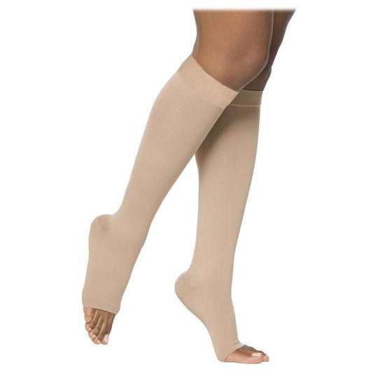 Sigvaris Essential 863 Opaque Open Toe Knee Highs w/Grip Top 30-40 mmHg - Sigvaris 863 Select Comfort Open Toe Knee Highs w/Grip Top - 30-40 mmHg