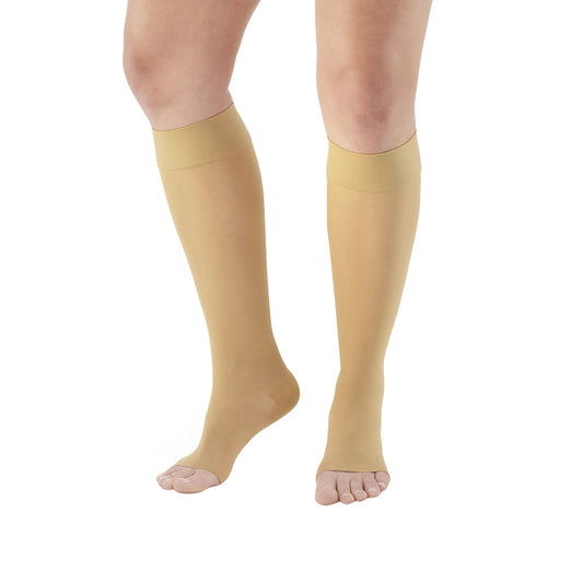 AW 235OT Signature Sheer Open Toe Knee Highs 15-20 mmHg (Sale) - AW Style 235OT Signature Sheers Open Toe Knee Highs - 15-20 mmHg - Silky Nude