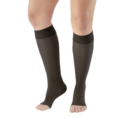 AW Style 235OT Signature Sheers Open Toe Knee Highs - 15-20 mmHg - Black