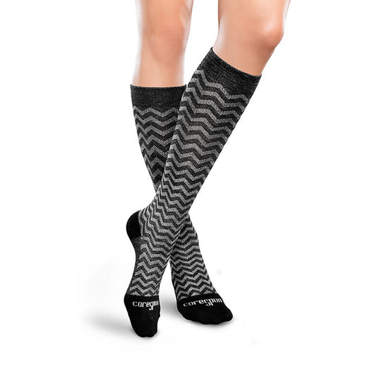 Therafirm Core-Spun Light Support Socks Trendsetter 10-15 mmHg ( Black/Grey) - Therafirm Core-Spun Light Support Socks - Trendsetter 10-15 mmHg