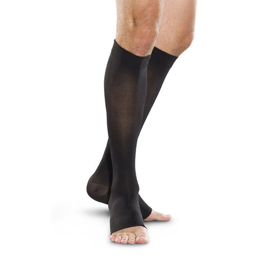 Therafirm Men's and Women's Open Toe Knee Highs 30-40 mmHg - Therafirm Men's and Women's Open Toe Knee Highs - 30-40 mmHg - Black