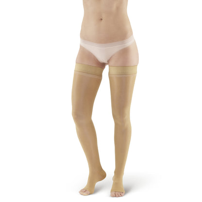 AW Style 366 Signature Sheers Open Toe Thigh Highs w/Sil. Dot Band - 30-40 mmHg - Silky Nude