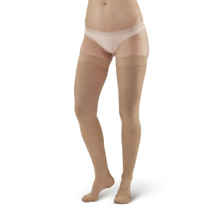 AW 263 Microfiber Opaque Thigh Highs w/Dot Band 20-30 mmHg