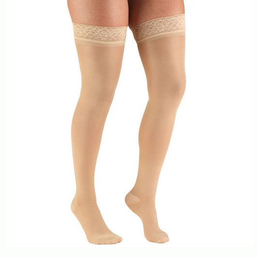 TruForm 0254 Sheer Thigh Highs w/ Silicone Dot Band 30-40 mmHg - TruForm 0254 Sheer Closed Toe Thigh Highs w/ Silicone Dot Band - 30-40 mmHg