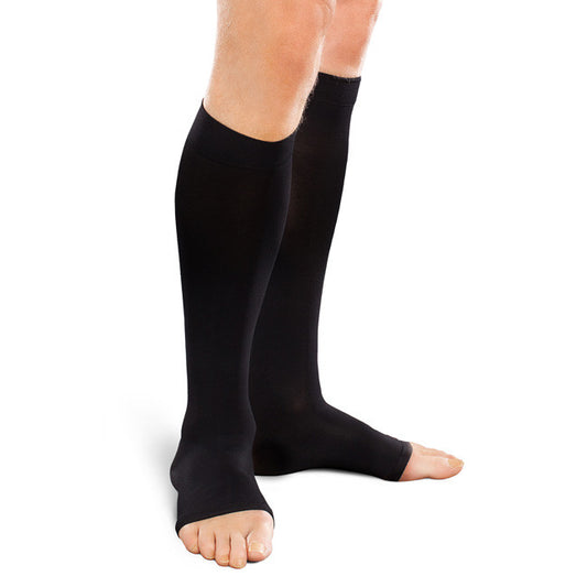 Therafirm EASE Opaque Unisex Open Toe Knee Highs 15-20 mmHg - Therafirm EASE Opaque Unisex Open Toe Knee Highs - 15-20 mmHg - Black