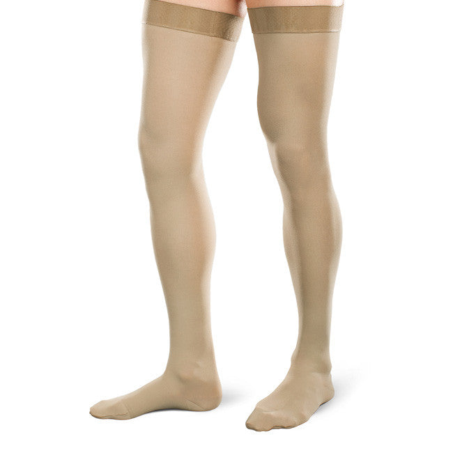 Therafirm EASE Opaque Men's Thigh Highs w/Silicone Band - 15-20 mmHg -Khaki