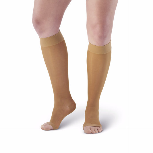 AW 44 Sheer Support Open Toe Knee Highs 20-30 mmHg - AW Style 44 Sheer Support Open Toe Knee Highs - 20-30 mmHg - Beige