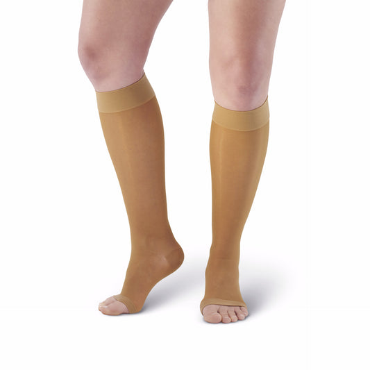 AW 41 Sheer Support Open Toe Knee Highs 15-20 mmHg - AW Style 41 Sheer Support Open Toe Knee Highs - 15-20 mmHg - Beige