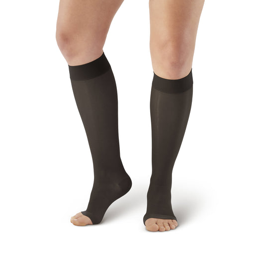 AW 44 Sheer Support Open Toe Knee Highs 20-30 mmHg - AW Style 44 Sheer Support Open Toe Knee Highs - 20-30 mmHg - Black