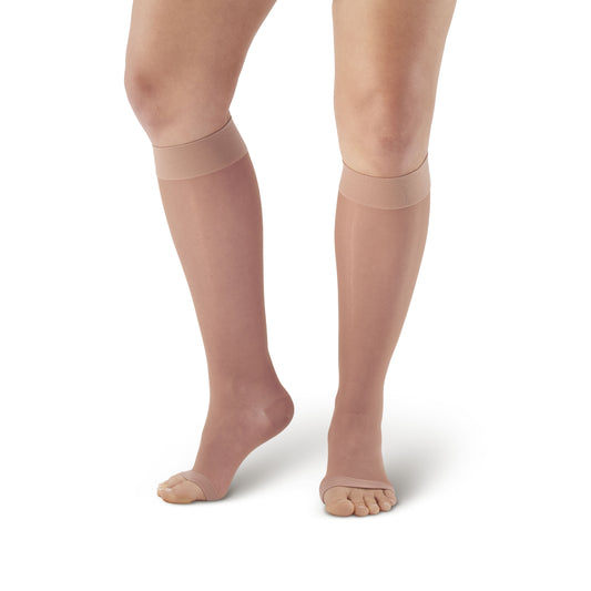 AW 41 Sheer Support Open Toe Knee Highs 15-20 mmHg - AW Style 41 Sheer Support Open Toe Knee Highs - 15-20 mmHg - Lt Nude