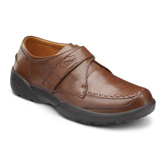 Dr. Comfort Men's Frank Dress Shoes - Dr. Comfort Men's Frank Velcro Dress Shoes - Bark