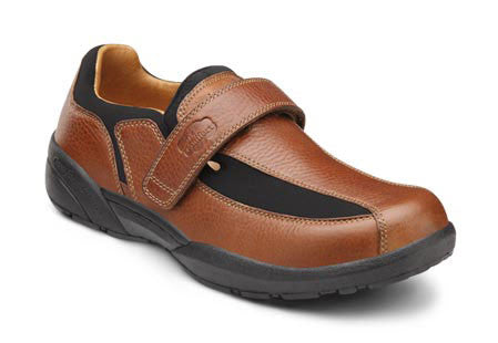 Dr. Comfort Men's Douglas Leather w/Stretch Band Shoes - Dr. Comfort Men's Douglas Leather w/Stretch Band Shoes - Chestnut