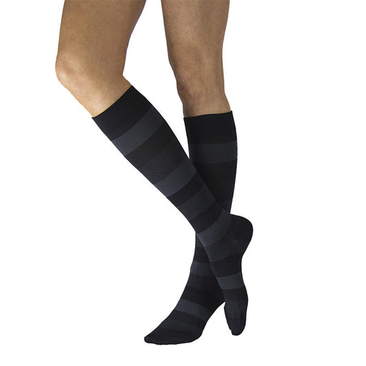 Sigvaris Style 832 Microfiber Patterns Women's Socks 20-30 mmHg - Sigvaris 832 Microfiber Shades for Women Closed Toe Knee High Socks - 20-30 mmHg - Onyx Stripe 