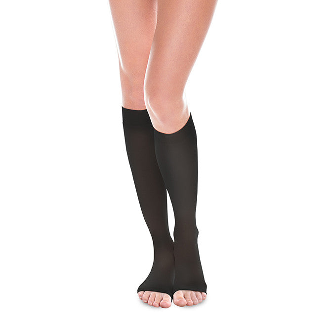 Therafirm EASE Sheer Open Toe Knee Highs- 20-30 mmHg - Black