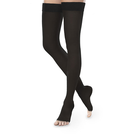 Therafirm EASE Sheer Open Toe Thigh Highs w/Silicone Band 15-20 mmHg - Therafirm EASE Sheer Open Toe Thigh Highs w/Silicone Band - 15-20 mmHg - Black