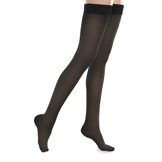 Therafirm EASE Sheer Thigh Highs w/Silicone Band 15-20 mmHg - Therafirm EASE Sheer Closed Toe Thigh Highs w/Silicone Band - 15-20 mmHg - Black