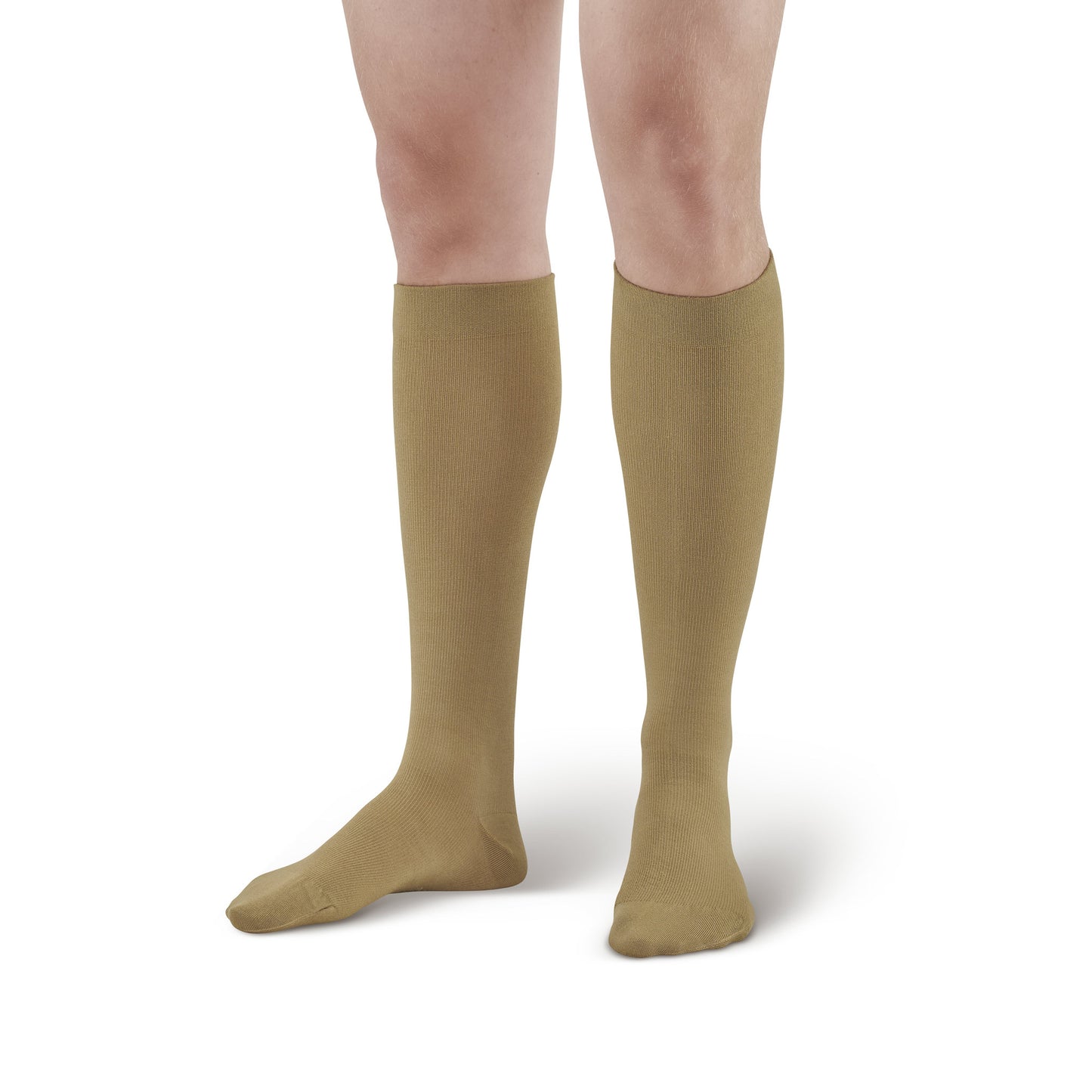 AW Style 624 Men's Premium Rayon Knee High Socks - 8-15 mmHg - Khaki