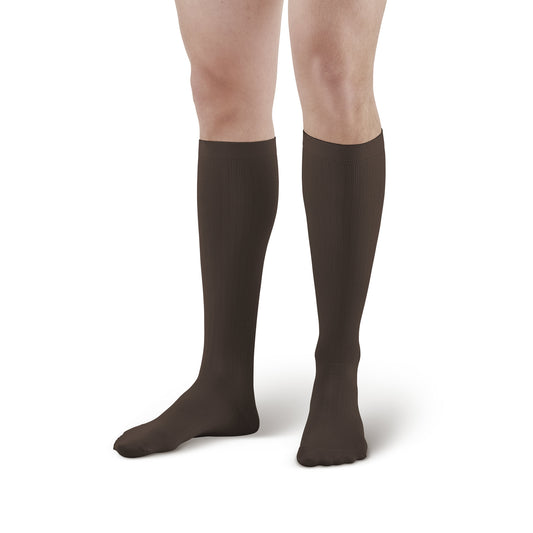 AW 638 Men's Microfiber Knee High Socks 8-15 mmHg - AW Style 638 Men's Microfiber Knee High Socks - 8-15 mmHg - Brown