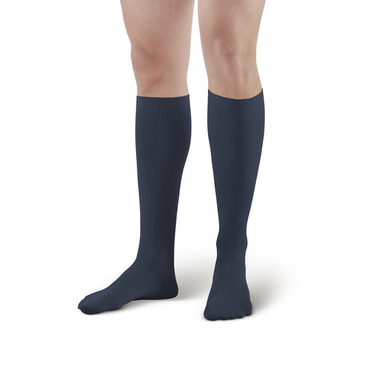 AW 638 Men's Microfiber Knee High Socks 8-15 mmHg - AW Style 638 Men's Microfiber Knee High Socks - 8-15 mmHg - Navy