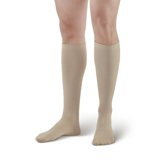 AW 638 Men's Microfiber Knee High Socks 8-15 mmHg - AW Style 638 Men's Microfiber Knee High Socks - 8-15 mmHg - Tan