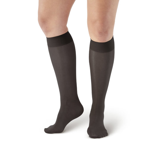 AW 76 Soft Sheer Knee Highs 8-15 mmHg - AW Style 76 Soft Sheer Knee Highs - 8-15 mmHg - Black