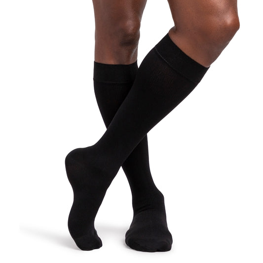 Sigvaris Dynaven 921 Access Men's Ribbed Knee Highs w/Grip Top 15-20 mmHg - Sigvaris Dynaven 921 Men's Ribbed Closed Toe Knee Highs w/Grip Top - 15-20 mmHg Black