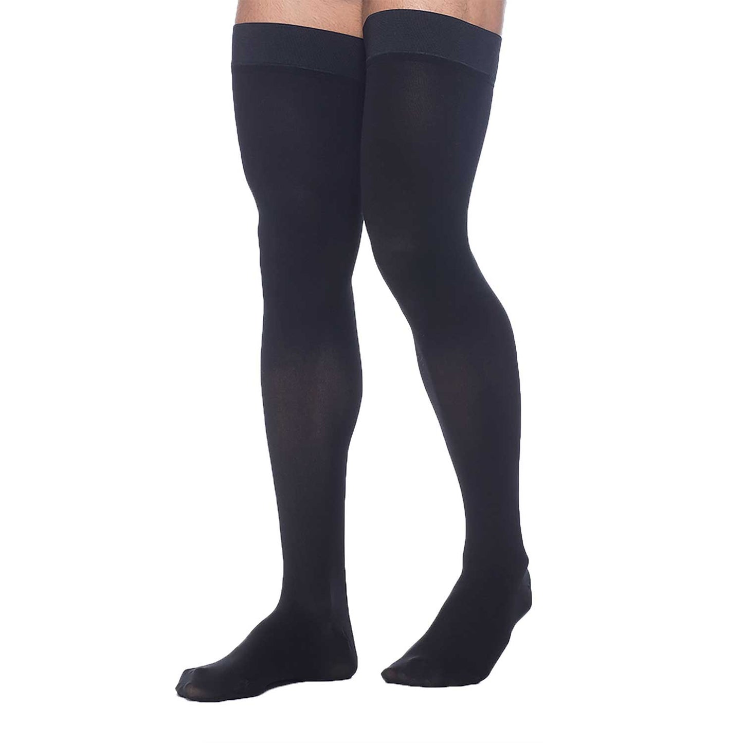 Sigvaris Dynaven 972 Access Men's Closed Toe Thigh Highs - 20-30 mmHg Black