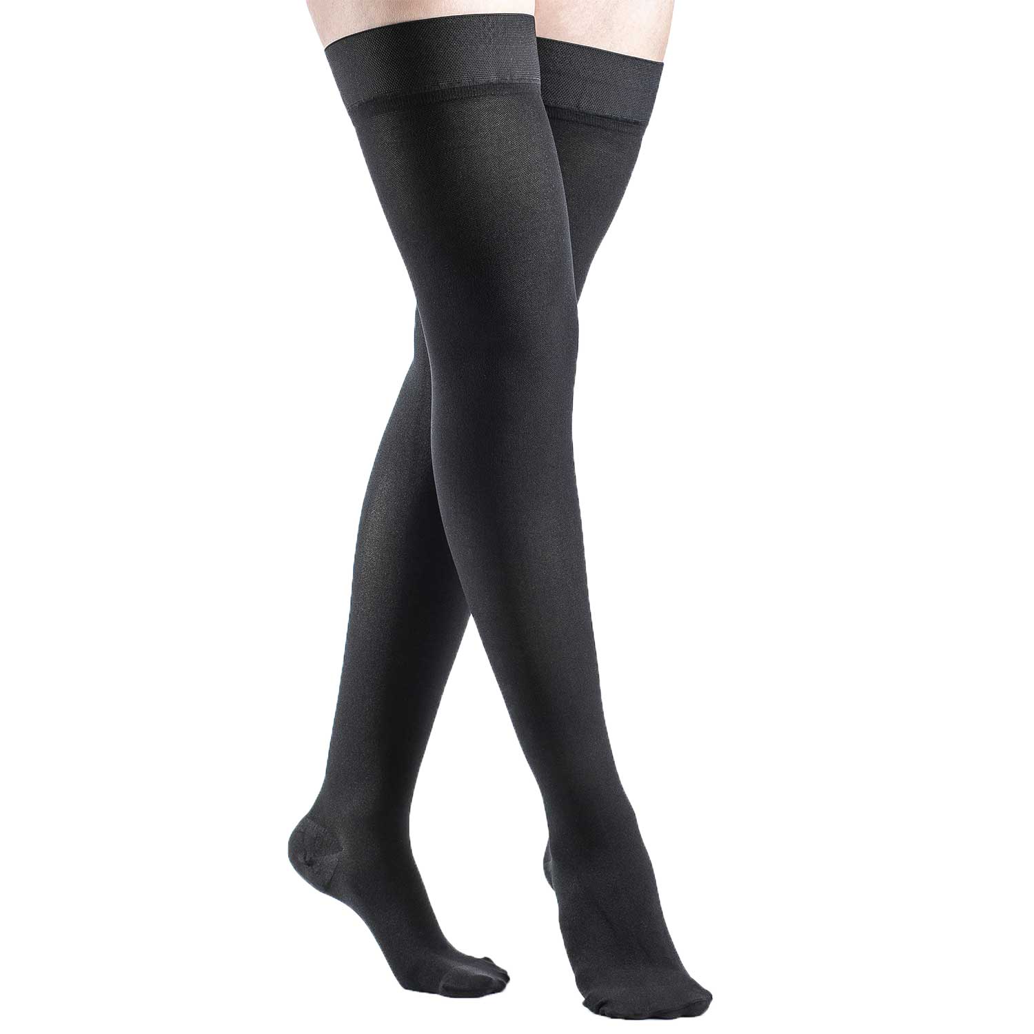 Sigvaris Dynaven 971 Women's Closed Toe Thigh Highs w/Grip Top - 15-20 mmHg Black