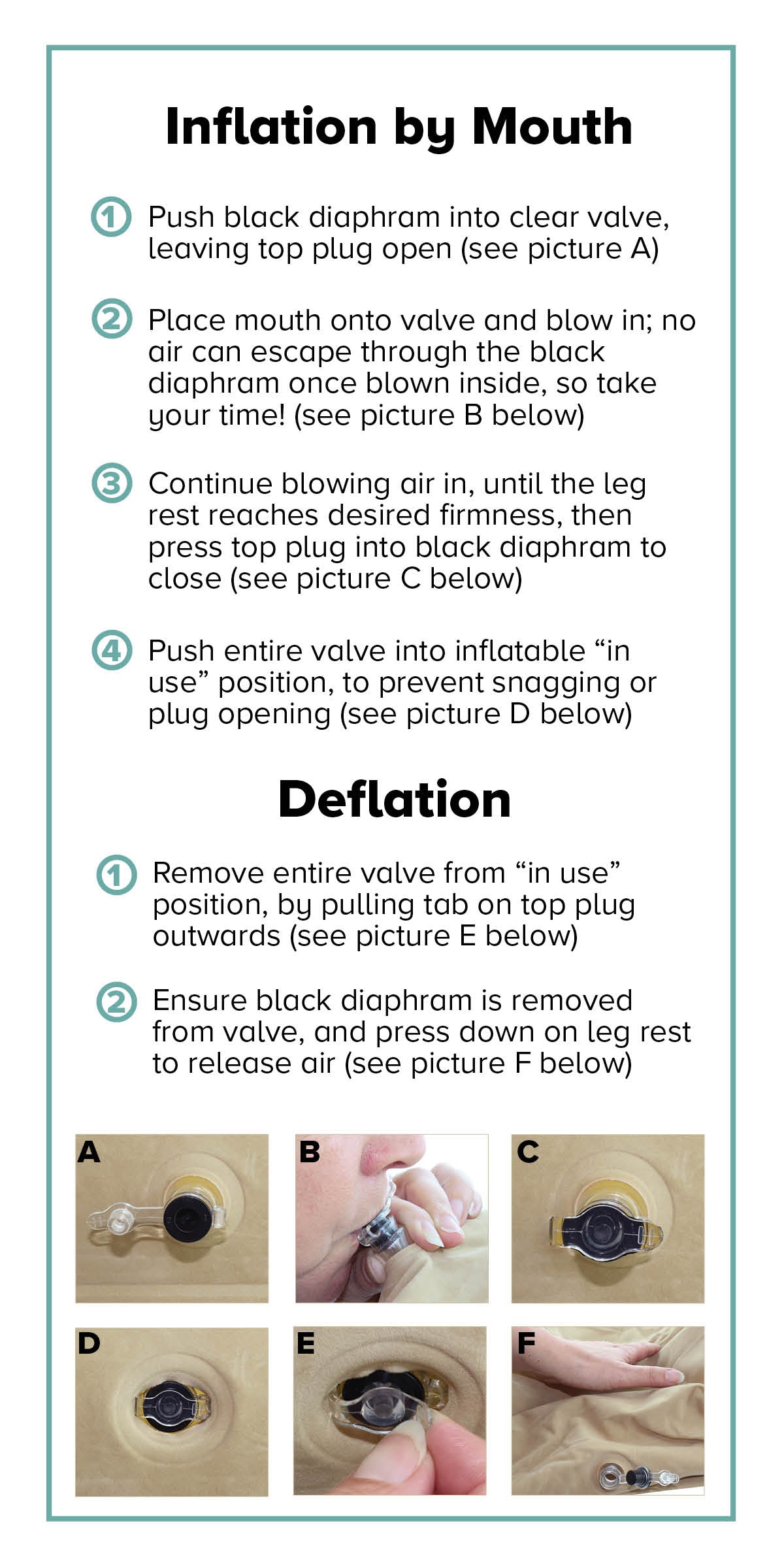 Inflatable Lounge Doctor Leg Rest - Directions Mouth