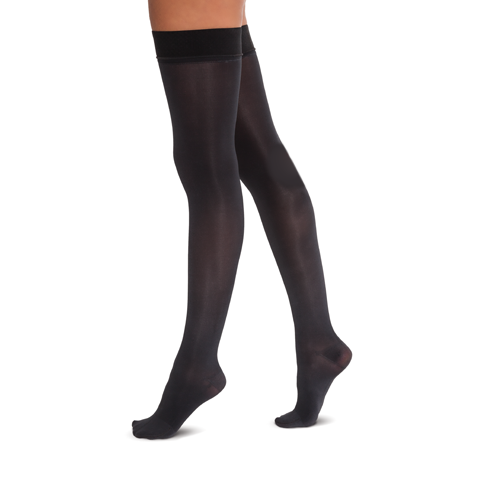 Jobst Opaque Thigh Highs w/Silicone Dot Band 15-20 mmHg - Jobst Opaque Closed Toe Thigh Highs Black 15-20 mmHg