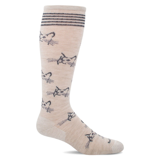 SockWell Women's Feline Fancy Socks 15-20 mmHg - SockWell Women's Feline Fancy Socks 15-20 mmHg Barley