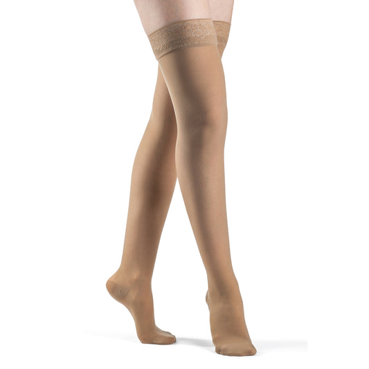 Sigvaris Style 781 Women's Sheer Thigh Highs w/Grip Top 15-20 mmHg - Sigvaris Style 781 Sheer Closed Toe Thigh Highs w/Grip Top - 15-20 mmHg golden