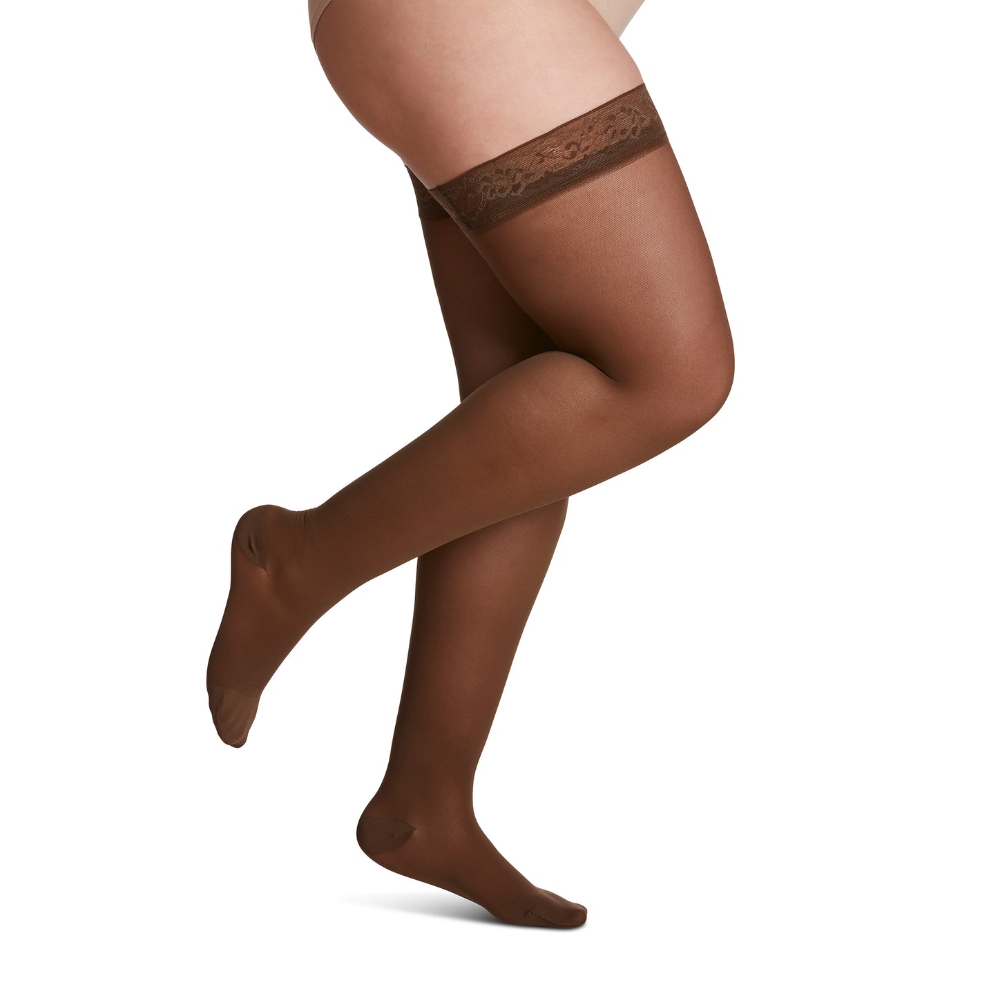 Sigvaris Style 781 Sheer Closed Toe Thigh Highs w/Grip Top - 15-20 mmHg Mocha