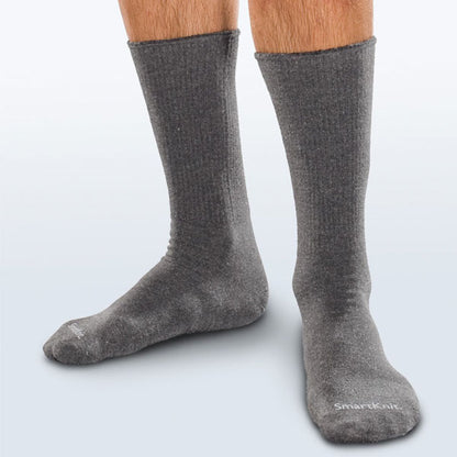 SmartKnit Seamless Diabetic Coolmax Crew Socks Charcoal