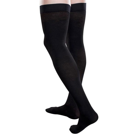 Therafirm Core-Spun Thigh High Socks w/Silicone Band 30-40 mmHg - Therafirm Core-Spun Thigh High Socks w/Silicone Band - 30-40 mmHg Black