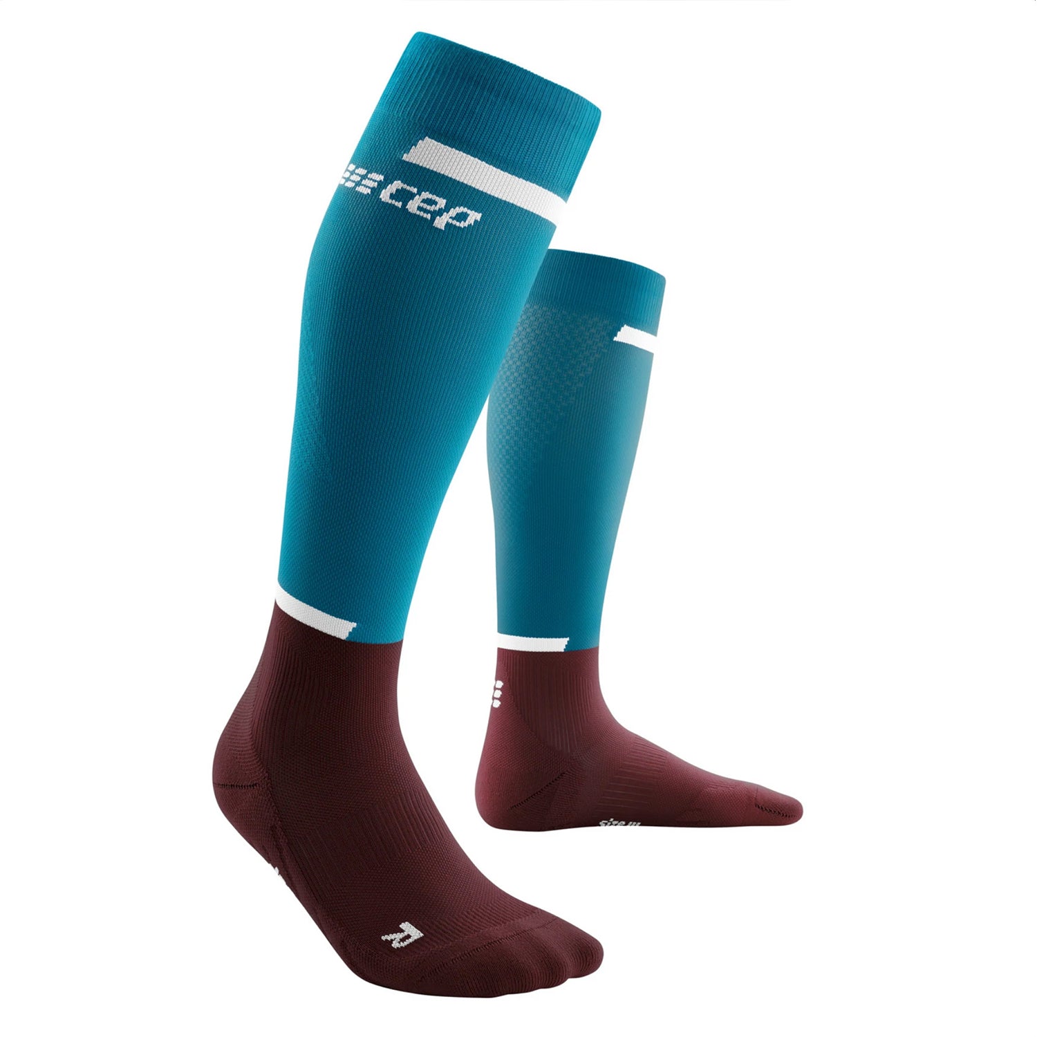 CEP Women's The Run Tall Compression Socks 4.0 Petrol Dark Red