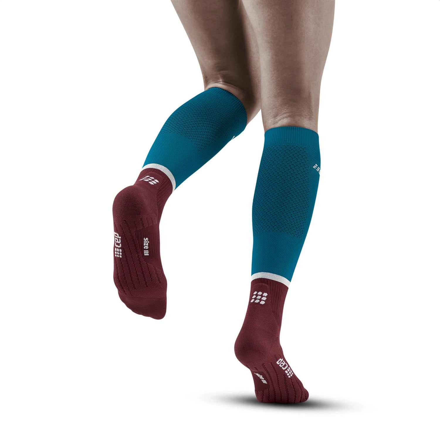 CEP Women's The Run Tall Compression Socks 4.0 Petrol Dark Red