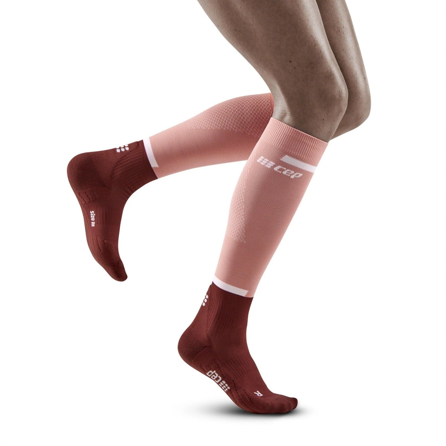 CEP Women's The Run Tall Compression Socks 4.0 Rose Dark Red