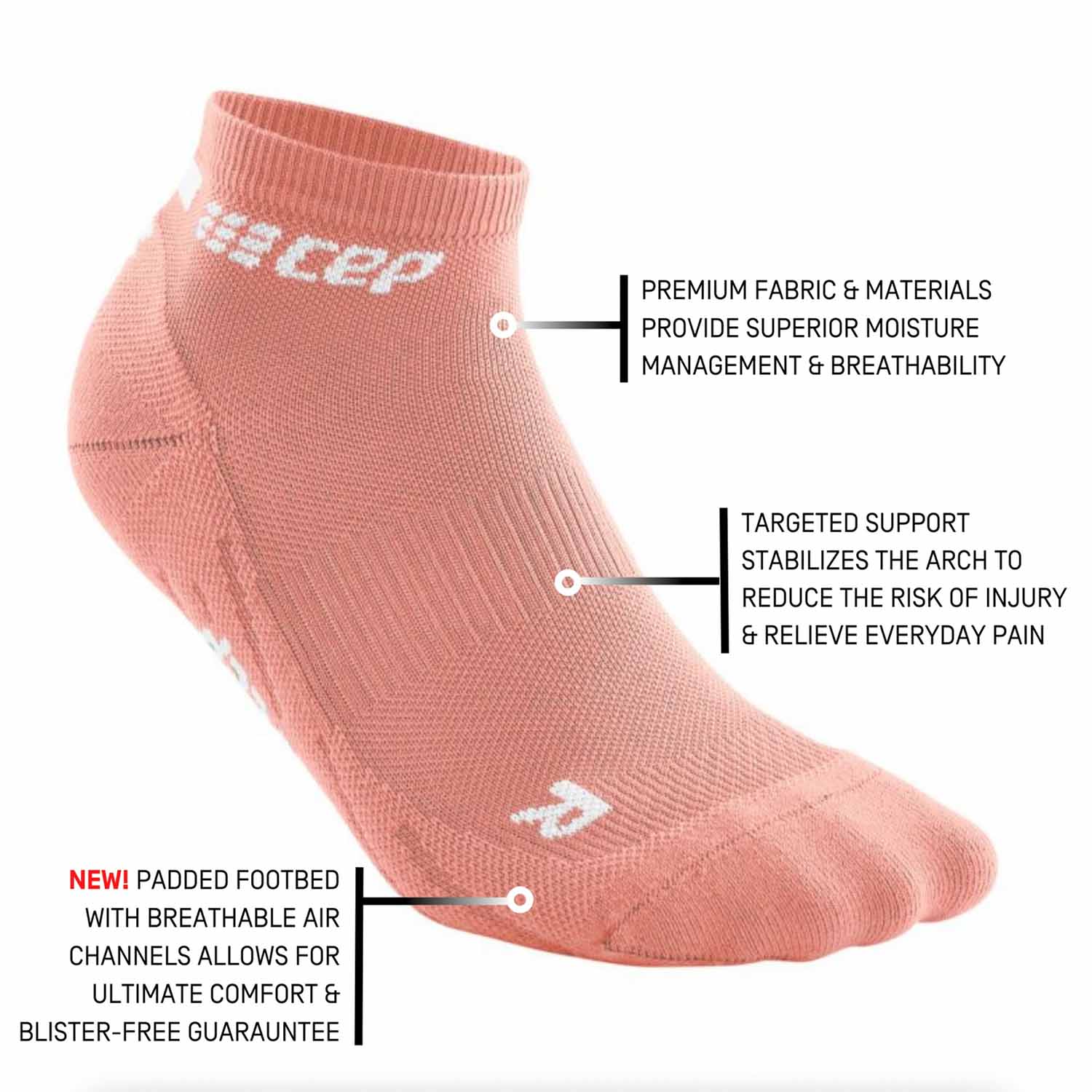 CEP Women's The Run Low Cut Compression Socks 4.0 Rose 