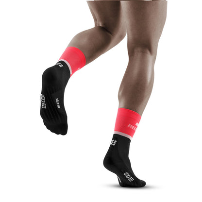 CEP Men's The Run Mid Cut Compression Socks 4.0 Black Pink/Black