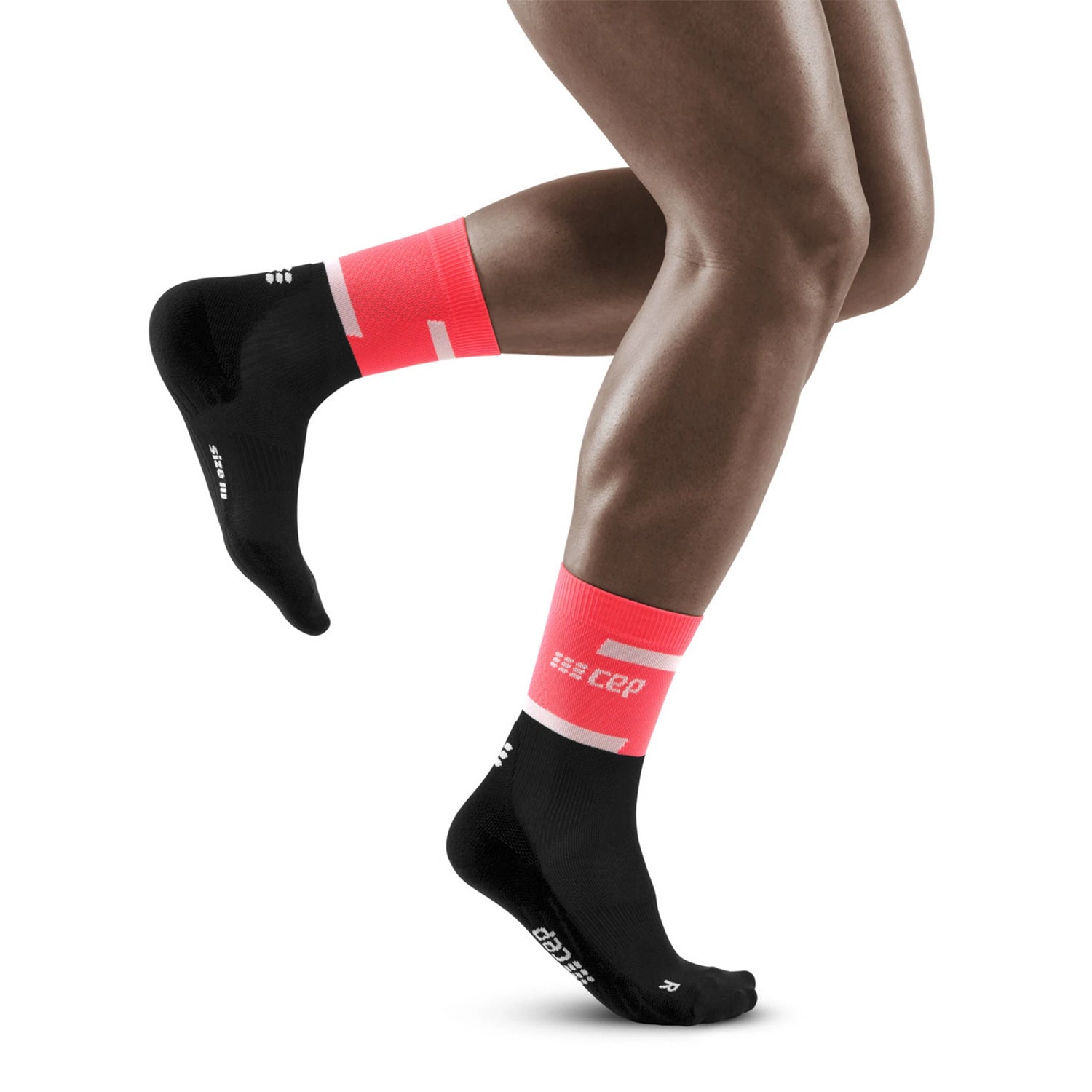 CEP Men's The Run Mid Cut Compression Socks 4.0 Black Pink/Black