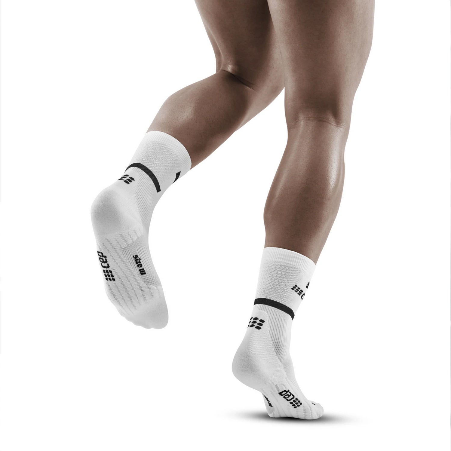 CEP Men's The Run Mid Cut Compression Socks 4.0 Black White