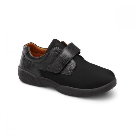 Dr. Comfort Men's Brian X Stretch Lycra w/Leather Shoes - Dr. Comfort Men's Brian X Stretch Lycra w/Leather Shoes Black