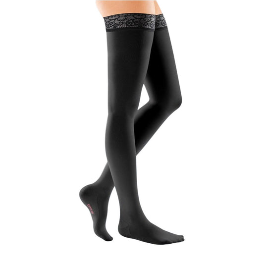 Mediven Comfort Thigh Highs w/Lace Band 15-20 mmHg - Medi Comfort Closed Toe Thigh Highs w/ Lace Band - 15-20 mmHg - Black