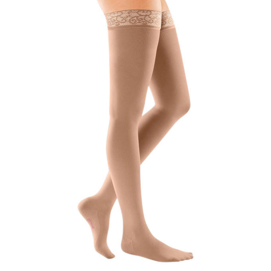 Mediven Comfort Thigh Highs w/Lace Band 15-20 mmHg - Medi Comfort Closed Toe Thigh Highs w/ Lace Band - 15-20 mmHg - Natural