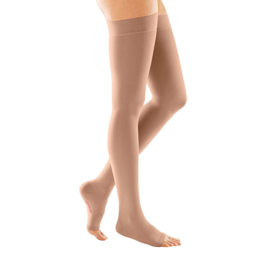 Medi Forte Open Toe Thigh Highs w/Dot Band 30-40 mmHg - Medi Forte Open Toe Thigh Highs w/ Silicone Dot Band - 30-40 mmHg